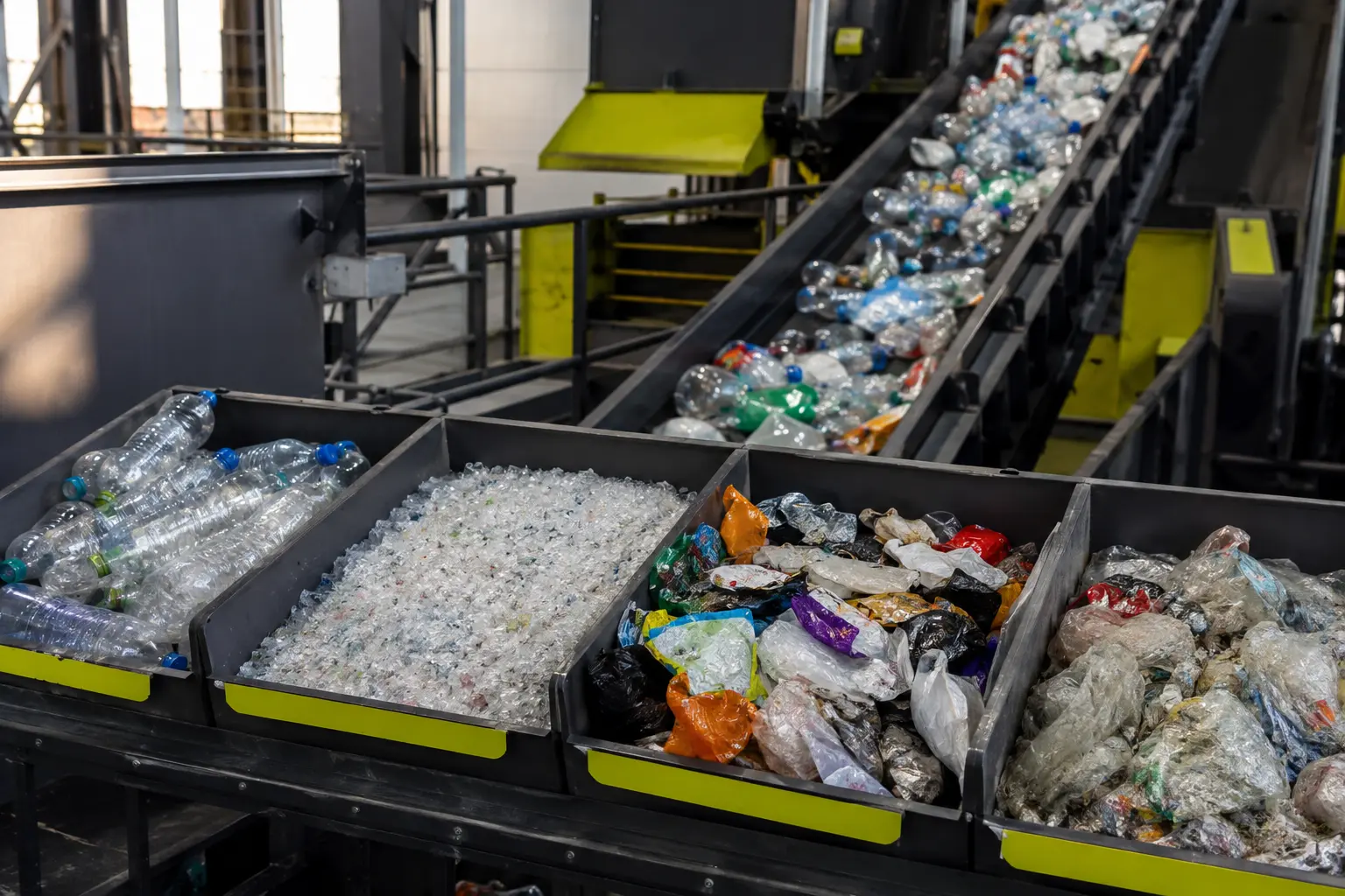 Mixed PET and contaminated plastic streams at a materials recovery facility